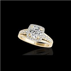 2 ctw Certified Diamond Solitaire Halo Ring 10K Yellow Gold