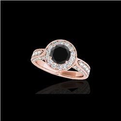 2 ctw Certified VS Black Diamond Solitaire Halo Ring 10K Rose Gold