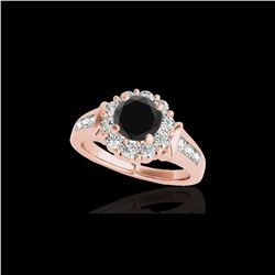 1.9 ctw Certified VS Black Diamond Solitaire Halo Ring 10K Rose Gold