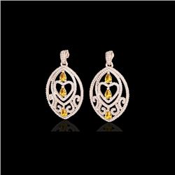 7 ctw Yellow Sapphire and Diamond Heart Earrings 14K Rose Gold