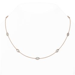 6.75 ctw Marquise Diamond Station Necklace 18K Rose Gold