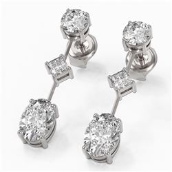2.32 ctw Oval Cut Diamond Designer Earrings 18K White Gold