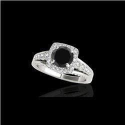 1.75 ctw Certified VS Black Diamond Solitaire Halo Ring 10K White Gold