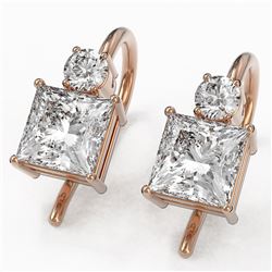 1.25 ctw Princess Cut Diamond Designer Earrings 18K Rose Gold