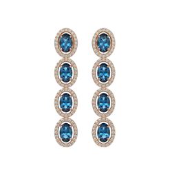 6.28 ctw London Topaz & Diamond Micro Pave Halo Earrings 10K Rose Gold