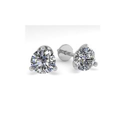 1.0 ctw Certified VS/SI Diamond Stud Earrings Martini 14K White Gold
