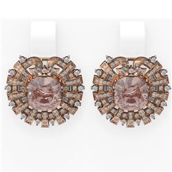 11.25 ctw Morganite & Diamond Earrings 18K Rose Gold