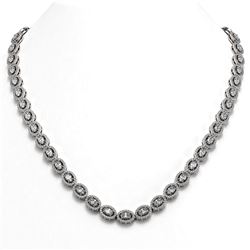 21.69 ctw Oval Cut Diamond Micro Pave Necklace 18K White Gold