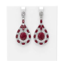 25.7 ctw Ruby & Diamond Earrings 18K White Gold