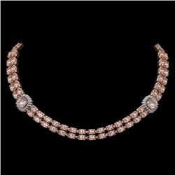 37.49 ctw Morganite & Diamond Necklace 14K Rose Gold