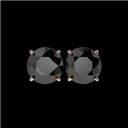 5 ctw Fancy Black Diamond Solitaire Stud Earrings 10K Rose Gold