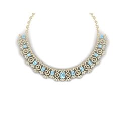 53.14 ctw Sky Topaz & VS Diamond Necklace 18K Yellow Gold