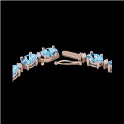 37.5 ctw Aquamarine & VS/SI Diamond Eternity Necklace 10K Rose Gold