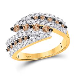 10kt Yellow Gold Round Brown Diamond Band Ring 1.00 Cttw