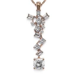 2.2 ctw Cushion Cut Diamond Designer Necklace 18K Rose Gold