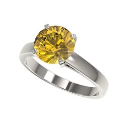 2.50 ctw Certified Intense Yellow Diamond Solitaire Ring 10K White Gold