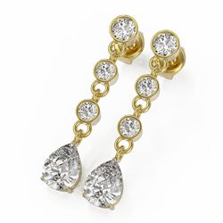 3 ctw Pear Cut Diamond Designer Earrings 18K Yellow Gold