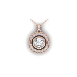 1.02 ctw Certified VS/SI Diamond Art Deco Necklace 14K Rose Gold
