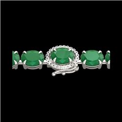 37 ctw Emerald & VS/SI Diamond Micro Pave Bracelet 14K White Gold