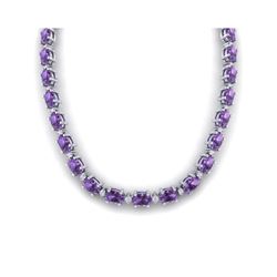 46.5 ctw Amethyst & VS/SI Diamond Eternity Necklace 10K White Gold