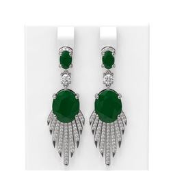 10.08 ctw Emerald & Diamond Earrings 18K White Gold