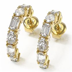 4.86 ctw Emerald and Oval Cut Diamond Earrings 18K Yellow Gold