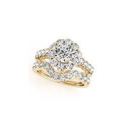 3.11 ctw Certified VS/SI Diamond 2pc Wedding Set Halo 14K Yellow Gold