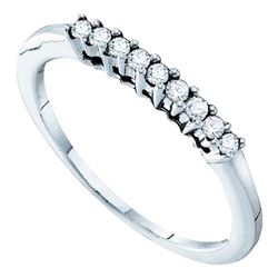 14kt White Gold Round Diamond Slender 1.5mm Wedding Band 1/5 Cttw