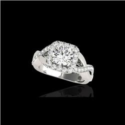 1.65 ctw Certified Diamond Solitaire Halo Ring 10K White Gold