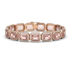37.11 ctw Morganite & Diamond Micro Pave Halo Bracelet 10K Rose Gold