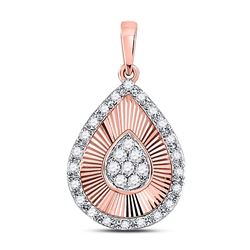 10kt Rose Gold Round Diamond Teardrop Pendant 1/6 Cttw