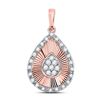 Image 1 : 10kt Rose Gold Round Diamond Teardrop Pendant 1/6 Cttw