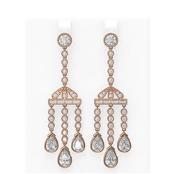 7.01 ctw Diamond Earrings 18K Rose Gold