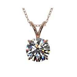 1 ctw Certified Quality Diamond Solitaire Necklace 10K Rose Gold