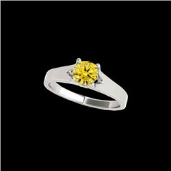 1 ctw Certified SI/I Fancy Intense Yellow Diamond Ring 10K White Gold