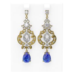 11.64 ctw Tanzanite & Diamond Earrings 18K Yellow Gold
