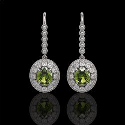 8.45 ctw Tourmaline & Diamond Victorian Earrings 14K White Gold