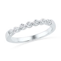 10kt White Gold Round Diamond Slender Fashion Band 1/10 Cttw