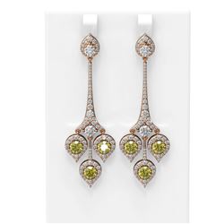 7.61 ctw Fancy Yellow Diamond Earrings 18K Rose Gold