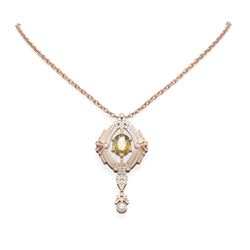 5.1 ctw Canary Citrine & Diamond Necklace 18K Rose Gold