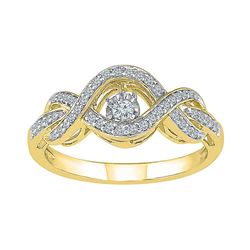 10kt Yellow Gold Round Diamond Moving Twinkle Solitaire Bridal Wedding Engagement Ring 1/4 Cttw