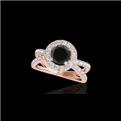 2.01 ctw Certified VS Black Diamond Solitaire Halo Ring 10K Rose Gold