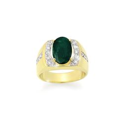4.58 ctw Emerald & Diamond Men's Ring 10K Yellow Gold