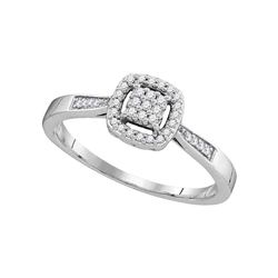 10kt White Gold Round Diamond Square Cluster Ring 1/8 Cttw