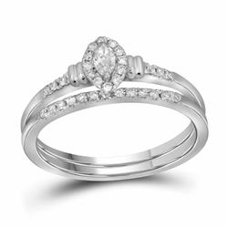 10k White Gold Marquise Diamond Bridal Wedding Engagement Ring Band Set 1/5 Cttw