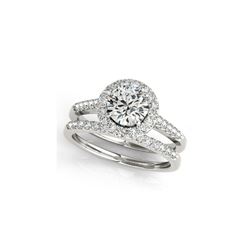 2.31 ctw Certified VS/SI Diamond 2pc Wedding Set Halo 14K White Gold