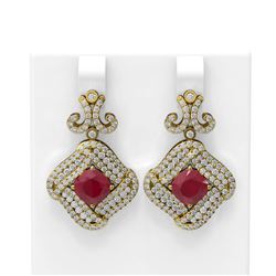 7.51 ctw Ruby & Diamond Earrings 18K Yellow Gold