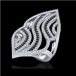 2 ctw Micro Pave Black & White VS/SI Diamond Ring 14K White Gold