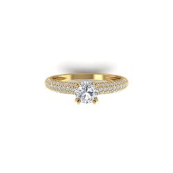 1.4 ctw Certified VS/SI Diamond Art Deco Micro Ring 18K Yellow Gold