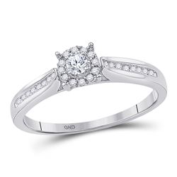 10kt White Gold Round Diamond Solitaire Bridal Wedding Engagement Ring 1/6 Cttw
